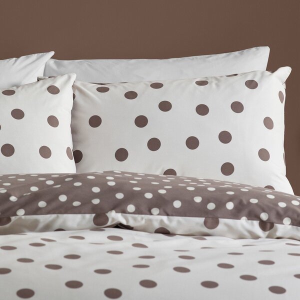 Bela/temno rjava posteljnina za zakonsko posteljo 200x200 cm Polka Dot – Catherine Lansfield
