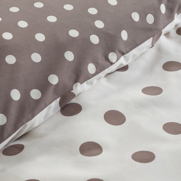 Bela/temno rjava posteljnina za zakonsko posteljo 200x200 cm Polka Dot – Catherine Lansfield