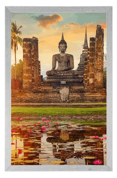 Plakat kip Bude v parku Sukhothai