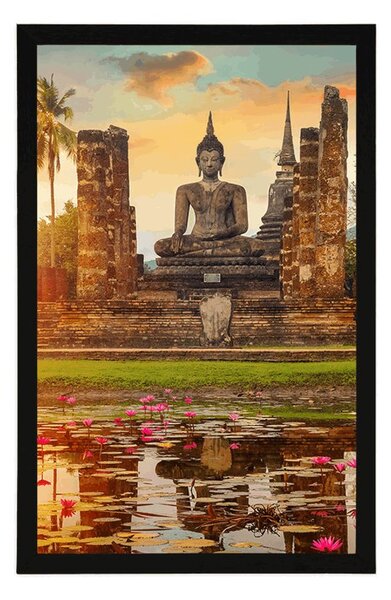 Plakat kip Bude v parku Sukhothai