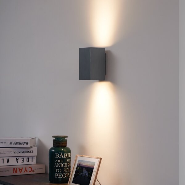Moderna stenska svetilka gunmetal kvadratna 2-luči GU10 50mm - Sandy