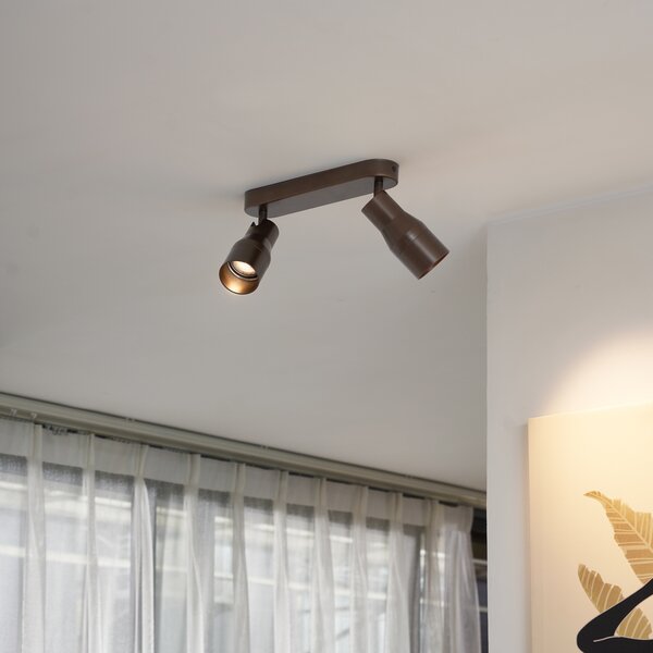 Okrogel stropni reflektor temno bronaste barve GU10 50 mm 2-lučni - Stanley