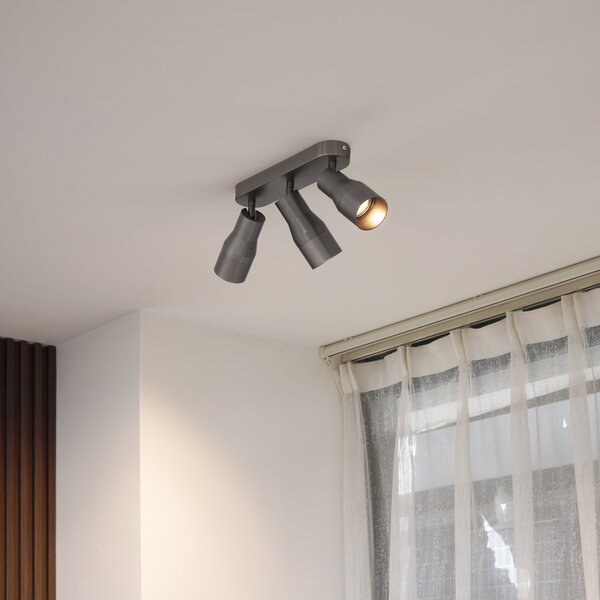 Okrogel stropni reflektor kovinsko sive barve GU10 50 mm 3-lučni - Stanley
