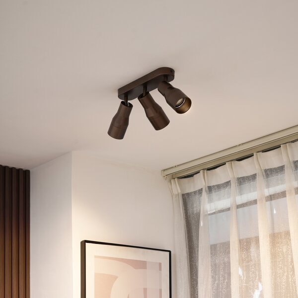 Okrogel stropni reflektor temno bronaste barve GU10 50 mm 3-lučni - Stanley