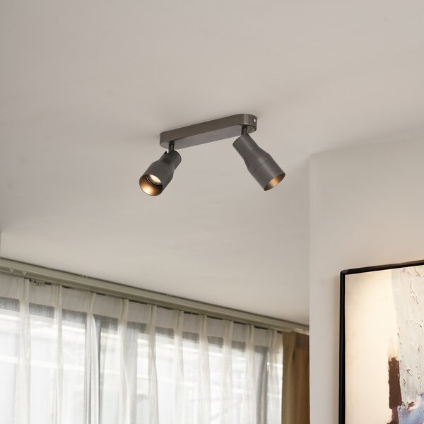 Okrogel stropni reflektor kovinsko sive barve GU10 50 mm 2-lučni - Stanley