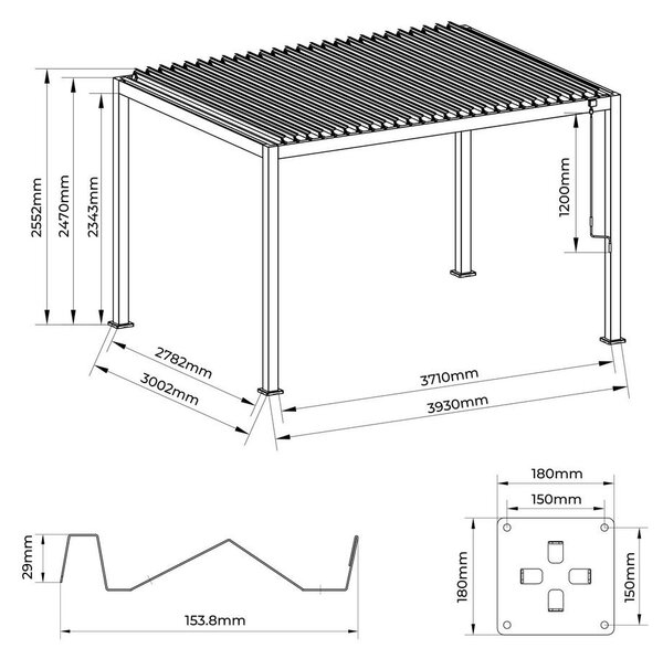 Gardenson Pergola Core, Antracit, 3x4m