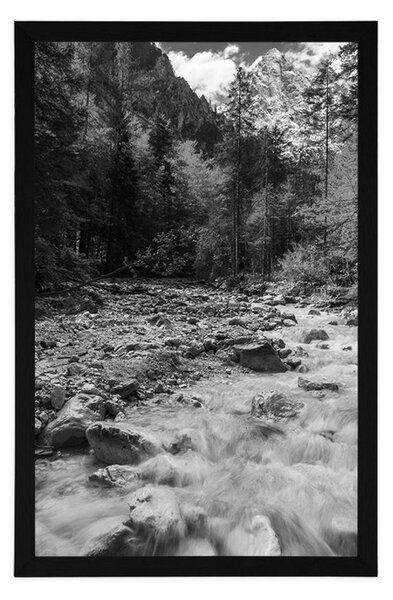 Plakat črnobela gorska pokrajina