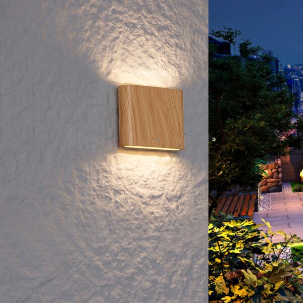 Skandinavska zunanja stenska svetilka z lesnim potiskom 11,5 cm vklj. LED IP65 - Batt