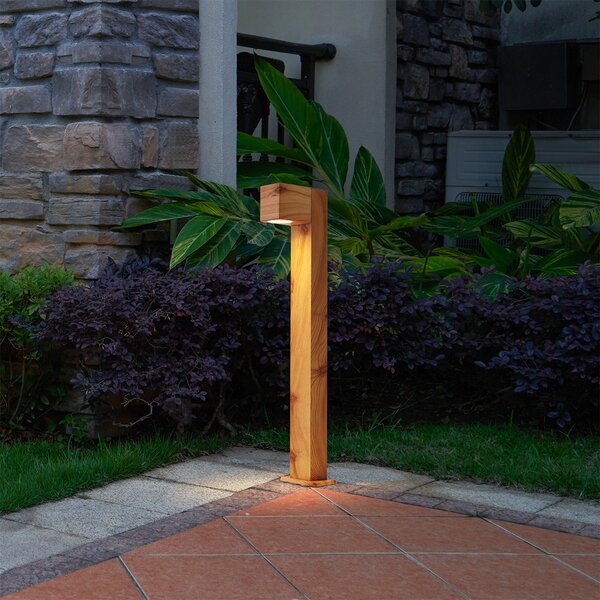 Moderna zunanja talna svetilka aluminijasta z lesnim potiskom 65 cm IP44 - Baleno