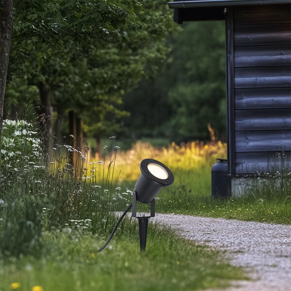 Sodobni vrtni reflektor črn vklj. LED nastavljiv s kablom in vtičem 250cm IP65 - Basic