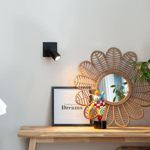 Moderni kopalniški reflektor črn kvadrat IP44 - Ducha