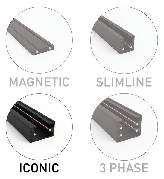 Viseča svetilka črna za 1-fazni sistem tirnic - Iconic Cavalux