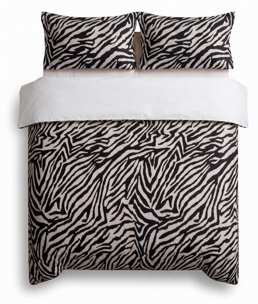 Črna posteljnina za zakonsko posteljo 200x200 cm Zebra – Mijolnir