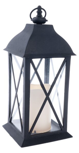 Črna LED lanterna na baterije (višina 30,5 cm) – Dakls