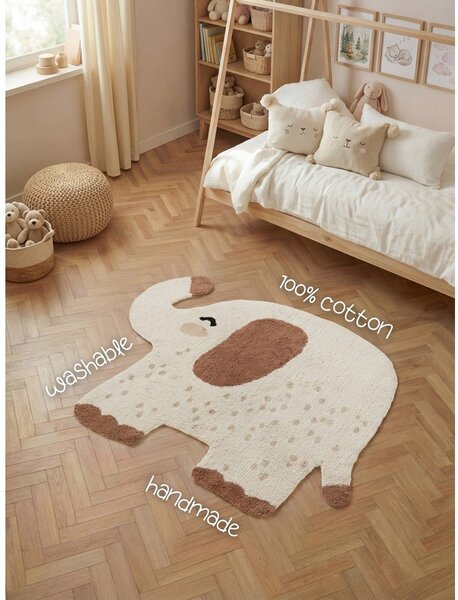 Rjava/kremno bela pralna/ročno tkana bombažna otroška preproga 95x120 cm Snuggle Emmi – Hanse Home