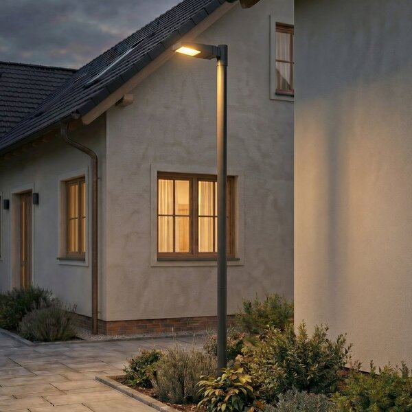 Arcchio LED-zunanja svetilka Nefarius, 250 cm, temno siva, IP65, Siva, Kovina, Sodobni