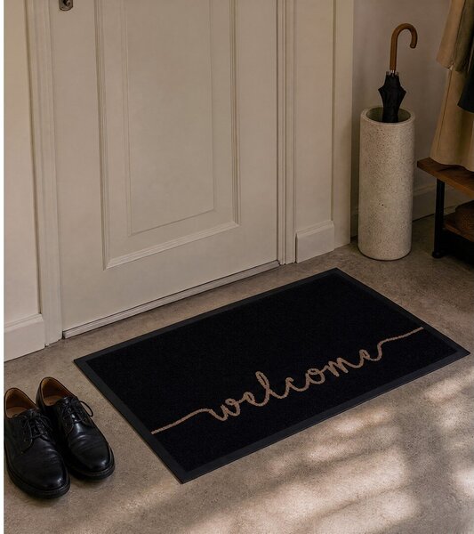 Črn predpražnik Hanse Home Cozy Welcome , 45 x 75 cm