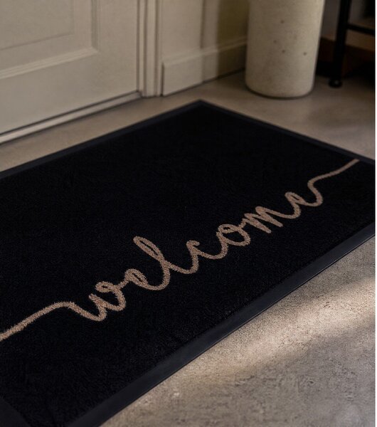 Črn predpražnik Hanse Home Cozy Welcome , 45 x 75 cm