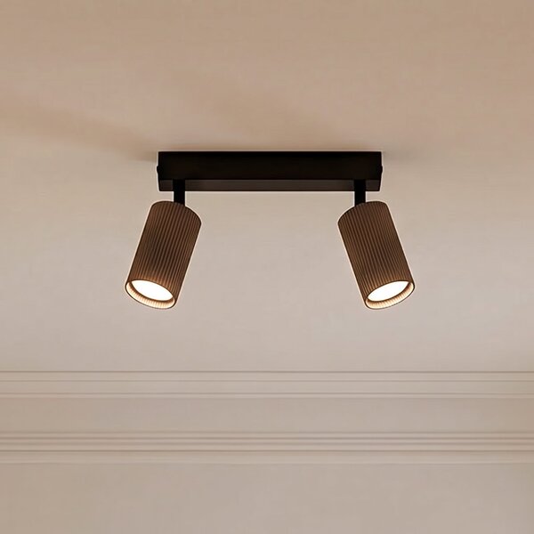 TK Lighting Stropna svetilka Tune, 2-plamenska, rjava, kovinska, dolžina 44 cm, zatemnjen, Rjava / rjasta, Dnevna soba / jedilnica, Aluminij