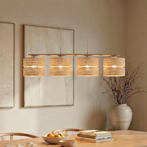 TK Lighting Visoka svetilka Calma, 4-žarnica, bež, raf, dolžina 95 cm, zatemnjen, Bež, Dnevna soba / jedilnica, Razno