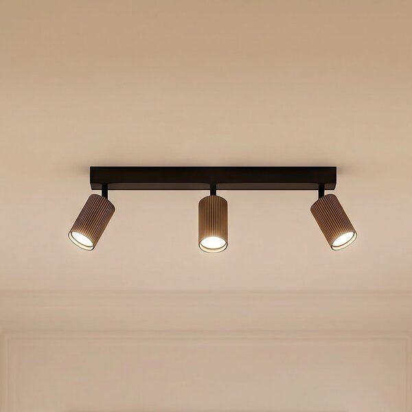 TK Lighting Stropna svetilka Tune, 3-plamenska, rjava, kovina, dolžina 66 cm, zatemnjen, Rjava / rjasta, Dnevna soba / jedilnica, Aluminij