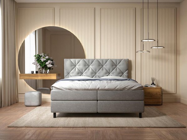 POSTELJA Z VZMETNICO 140 cm x 200 cm , tekstil siva