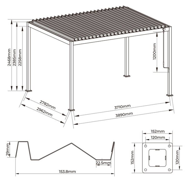 Gardenson Pergola Origin, Antracit, 3x4m