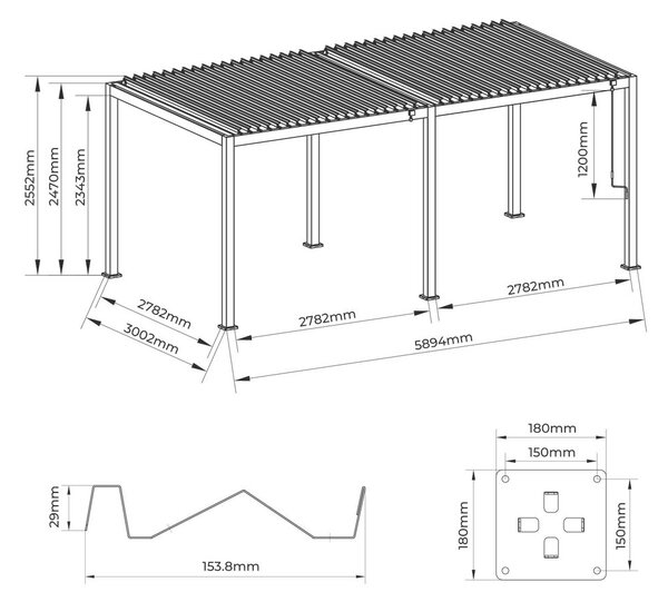 Gardenson Pergola Core, Antracit, 3x6m