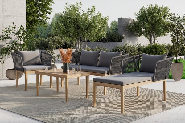 LOUNGE GARNITURA tkanina akacija masivno železo