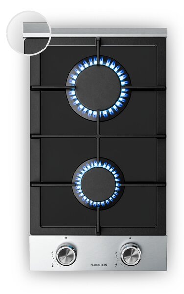 Klarstein Verosteel Plinska kuhalna plošča, 2-conska, električni vžig, združljiva z zemeljskim plinom in utekočinjenim naftnim plinom, 4200 W, 30 cm