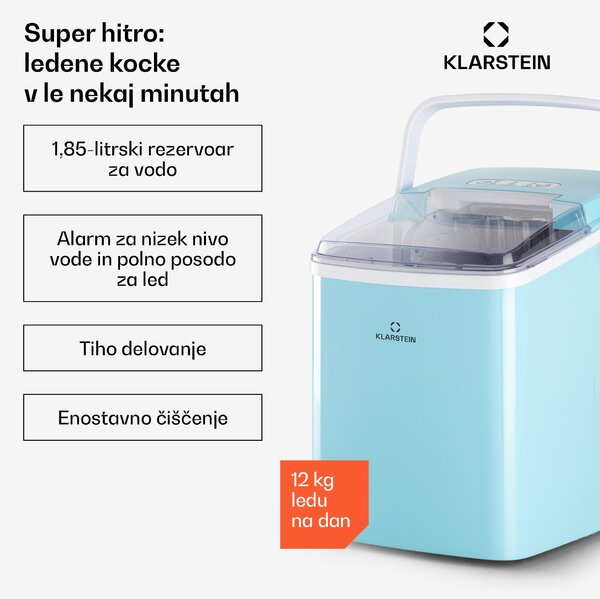 Klarstein Arctic Porter, ledomat, stožčasti kosi ledu, 12 kg / 24 ur, nerjaveče jeklo