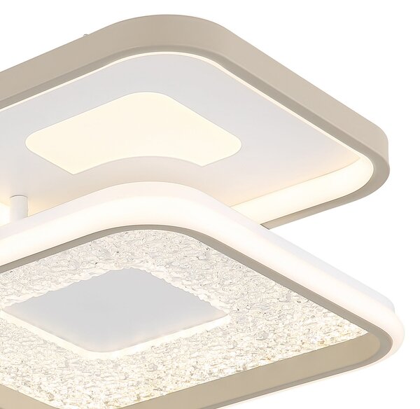 Globo LED-stropna svetilka Mosaiko, dolžina 54 cm, bela/pesek, kovina, zatemnjen, Bež, Dnevna soba / jedilnica, Kovina, Sodobni