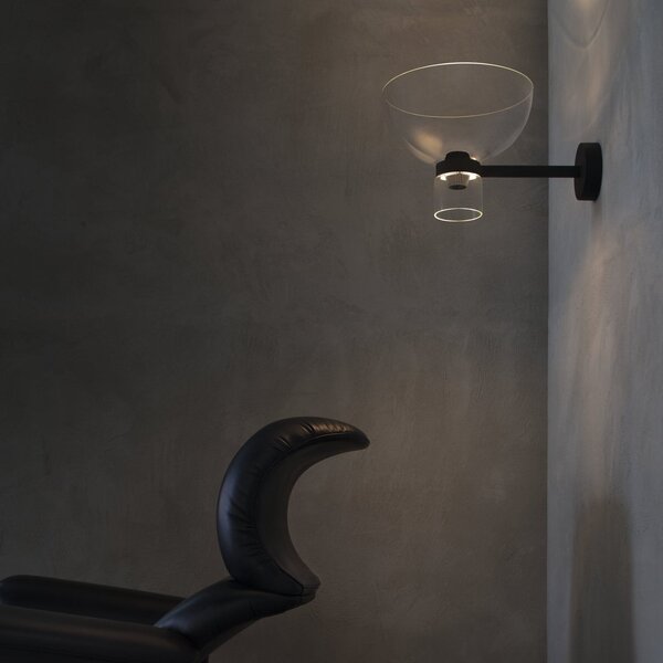 FLOS LED-stenna svetilka Nocturne Bowl, črna, steklo, z možnostjo zatemnitve, zatemnjen, Črna, Hodnik, Aluminij, Dizajn