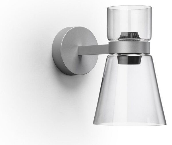 FLOS LED-stenna svetilka Nocturne Cone, srebrna, steklo, z možnostjo zatemnitve, zatemnjen, Kovinska, Dnevna soba / jedilnica, Aluminij, Dizajn