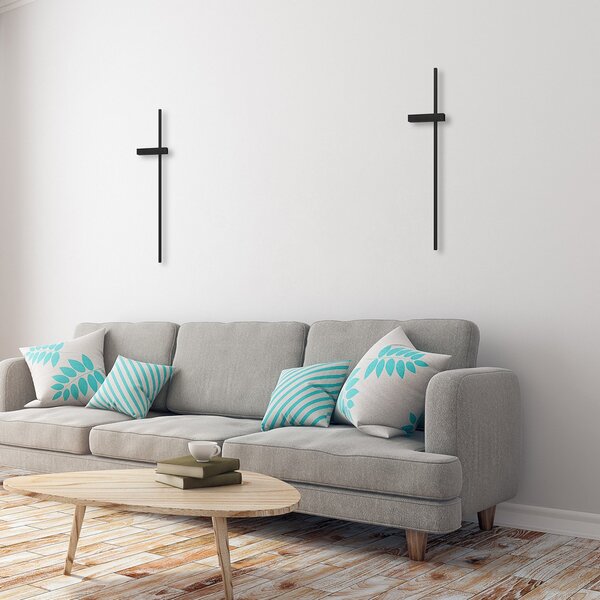 Milagro Lighting LED stenska svetilka Vision, višina 90 cm, kovina, črna, 3.000 K, Črna, Dnevna soba / jedilnica, Kovina, Sodobni, Stenska kotna