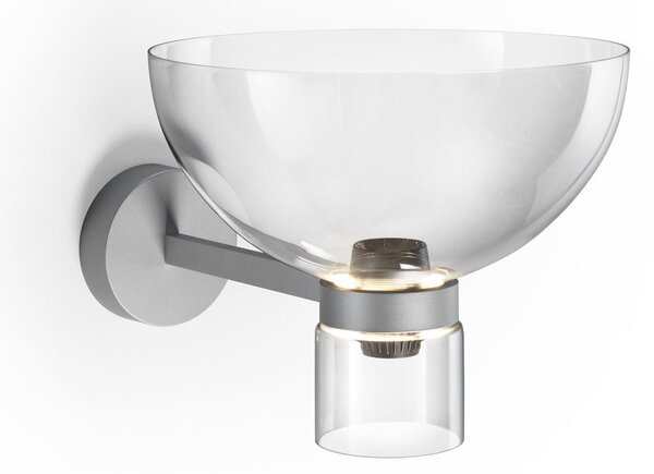 FLOS LED-stenna svetilka Nocturne Bowl, srebrna, steklo, z možnostjo zatemnitve, zatemnjen, Kovinska, Hodnik, Aluminij, Dizajn