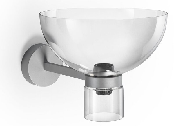 FLOS LED-stenna svetilka Nocturne Bowl, srebrna, steklo, z možnostjo zatemnitve, zatemnjen, Kovinska, Hodnik, Aluminij, Dizajn