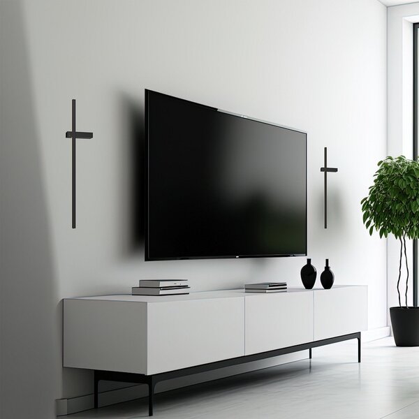 Milagro Lighting LED stenska svetilka Vision, višina 60 cm, kovina, črna, 3.000 K, Črna, Dnevna soba / jedilnica, Kovina, Sodobni, Stenska kotna
