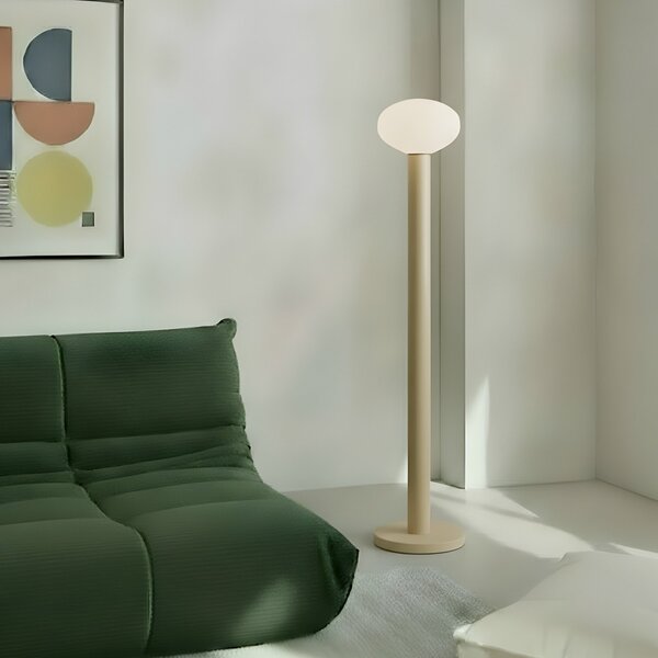 ALDEX Stojna svetilka Flo, bež, višina 138 cm, 1-žarek, steklo, Bež, Dnevna soba / jedilnica, Kovina, Dizajn