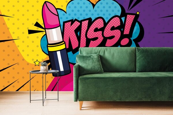 Tapeta pop art rdečilo – KISS!