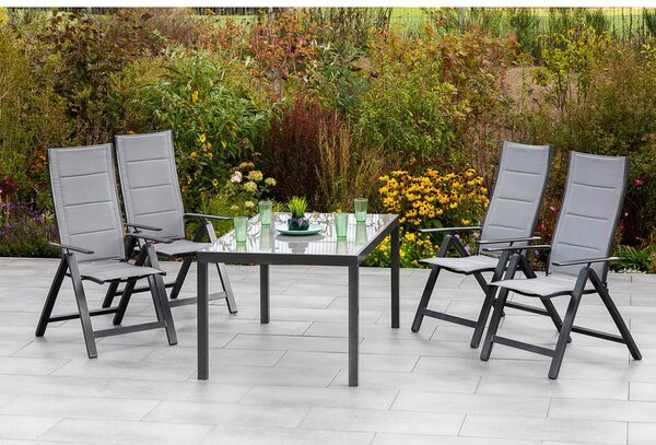 Gardenson Zložljiv Vrtni Stol Florenz, Aluminij, Tekstil, Siva