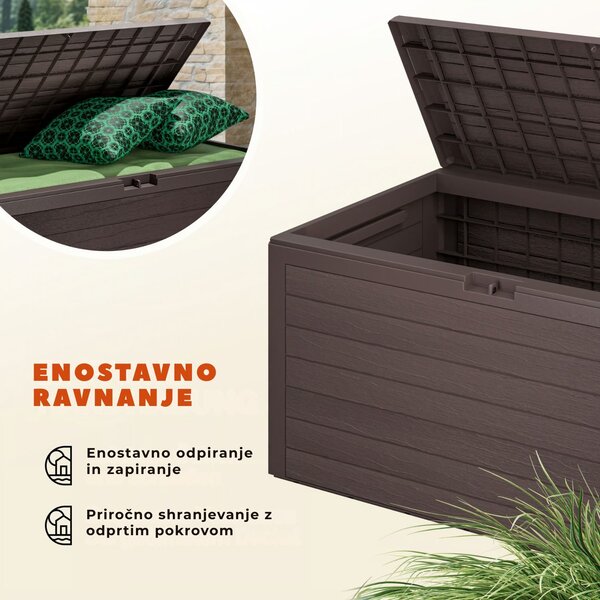 Škatla za shranjevanje WOODEBOX, 280l, 120x46x57cm, temno rjava Prosperplast