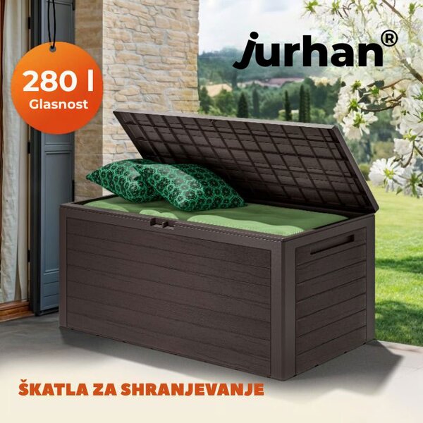 Škatla za shranjevanje WOODEBOX, 280l, 120x46x57cm, temno rjava Prosperplast