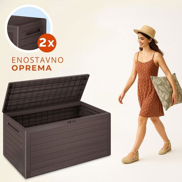 Škatla za shranjevanje WOODEBOX, 280l, 120x46x57cm, temno rjava Prosperplast