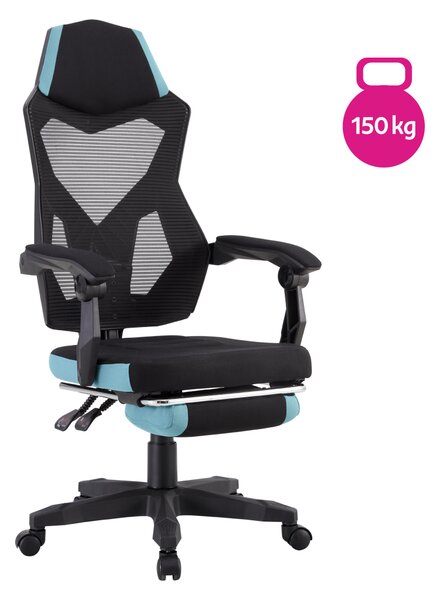 KONDELA Pisarniški/gaming stol, črna/neomint, nosilnost 150 kg, JORIK NEW