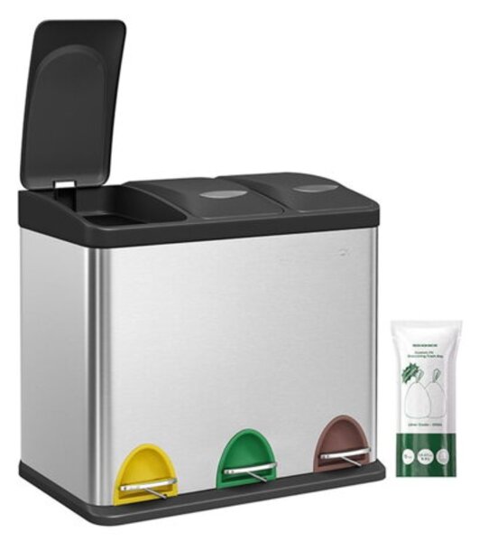 Koš za ločevanje odpadkov SORT 24l (3x8l), srebrna Jurhan