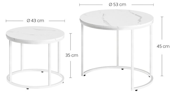 Set konferenčnih miz MARLON 2 kosa, dekor bel marmor