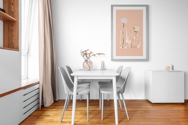 Plakat s paspartujem minimalistični cvetovi v vazi