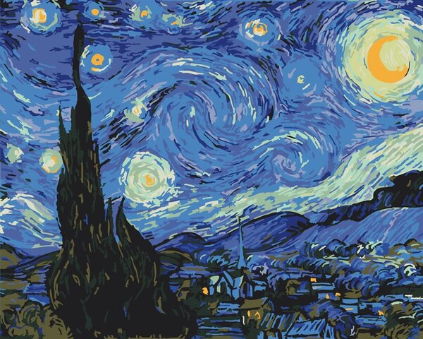 Poslikava po številkah navdih po Vincent van Gogh – Zvezdna noč