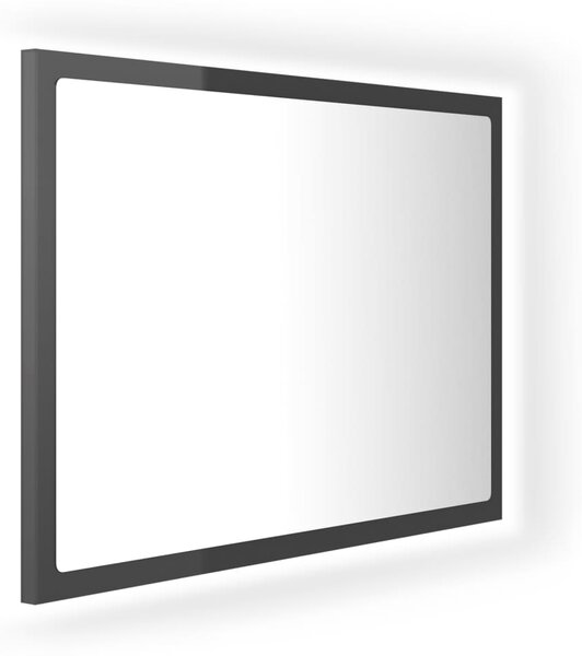 VidaXL LED kopalniško ogledalo visok sijaj sivo 60x8,5x37 cm akril